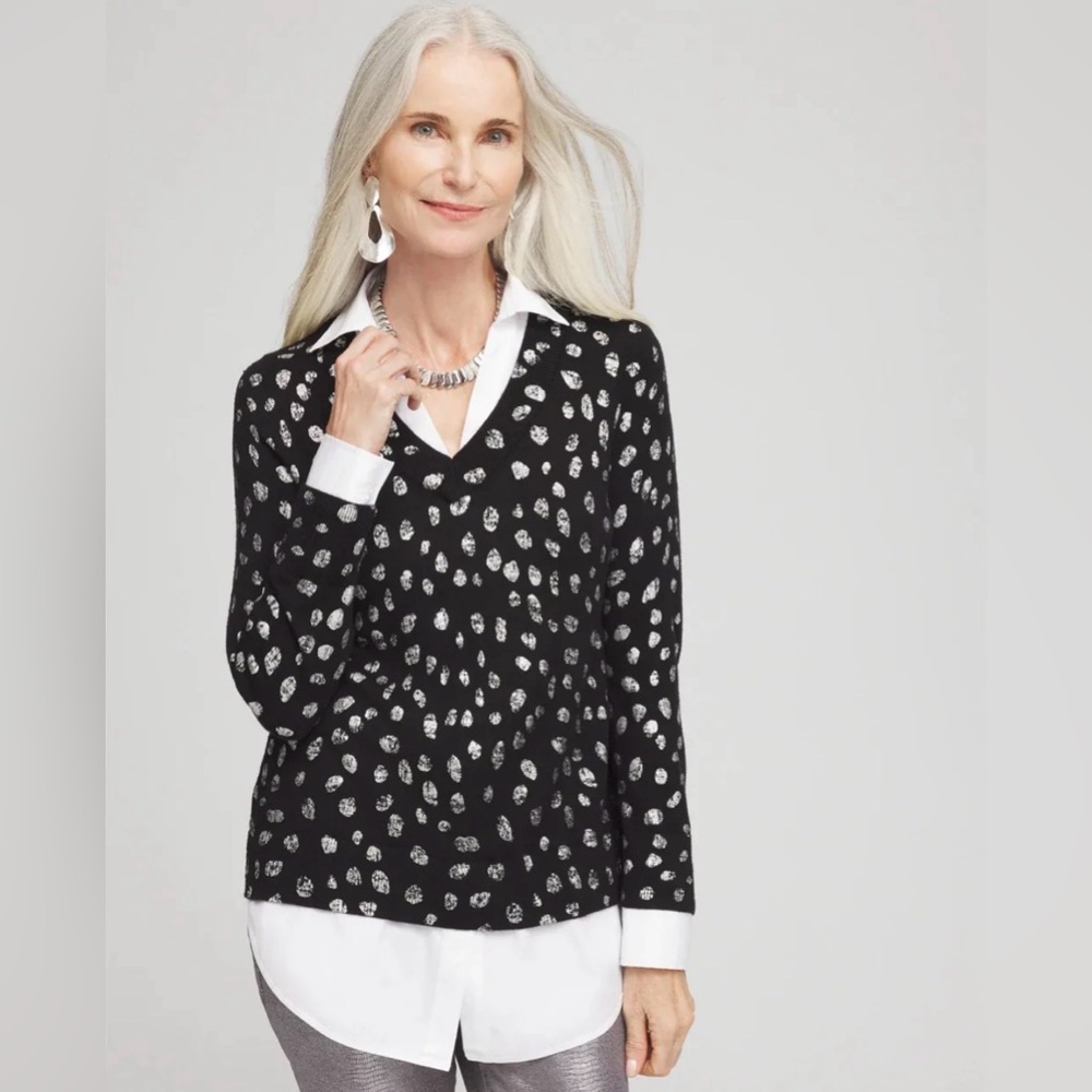 Chico’s 2 spotted sweater